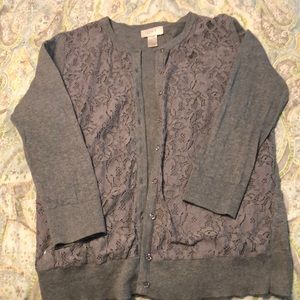 Gray lace Loft sweater